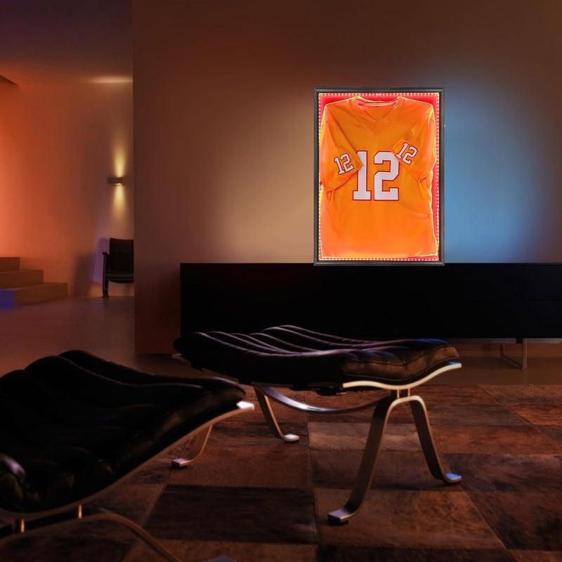 KCRasan LED Jersey Frame Display Case - Jersey case with led Lights - Large Lockable Frames Shadow Box with UV Protection for Baseball Basketball Football Soccer Hockey Sport Shirt, Black - Image 5